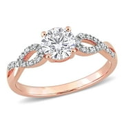 Everly Womens Created Sapphire 10K Rose Gold Engagement Ring