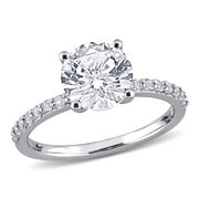 Everly Women's Created White Sapphire Engagement Ring in 10K White Gold