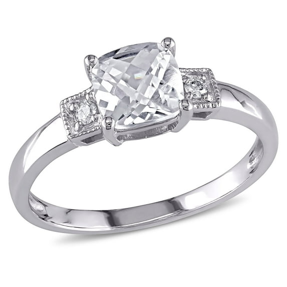 Everly Women's Created Sapphire 10K White Gold Engagement Ring