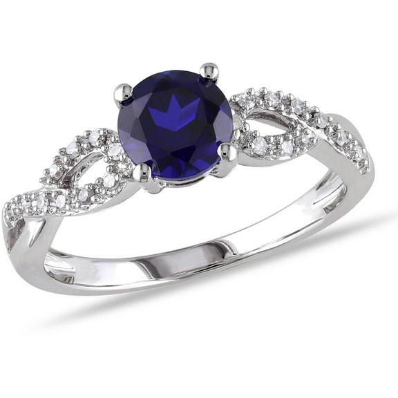 Everly Women's Created Sapphire 10K White Gold Engagement Ring