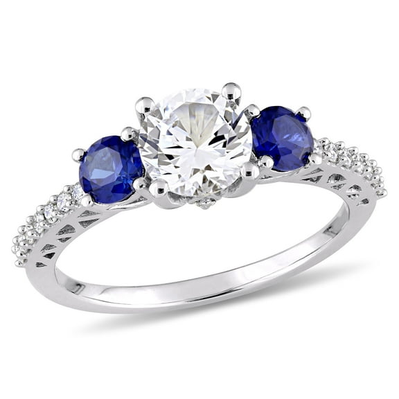 Everly Women's Created Sapphire 10K White Gold Engagement Ring