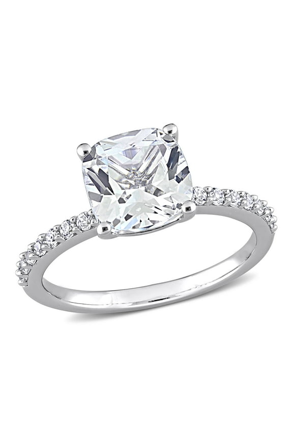 Women's Created White Sapphire Engagement Ring in 10K White Gold
