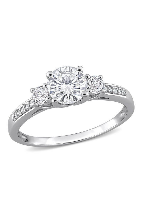 Women's Created Sapphire 10K White Gold Engagement Ring