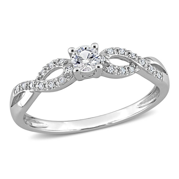 Everly Women's Created Sapphire 10K White Gold Engagement Ring