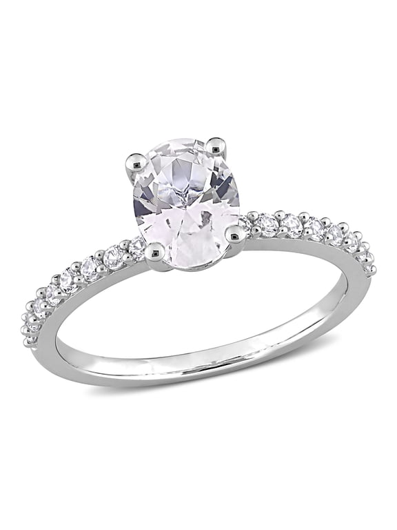 Women's 2-1/3 V CT TGW Created White Sapphire Engagement Ring in 10K White Gold