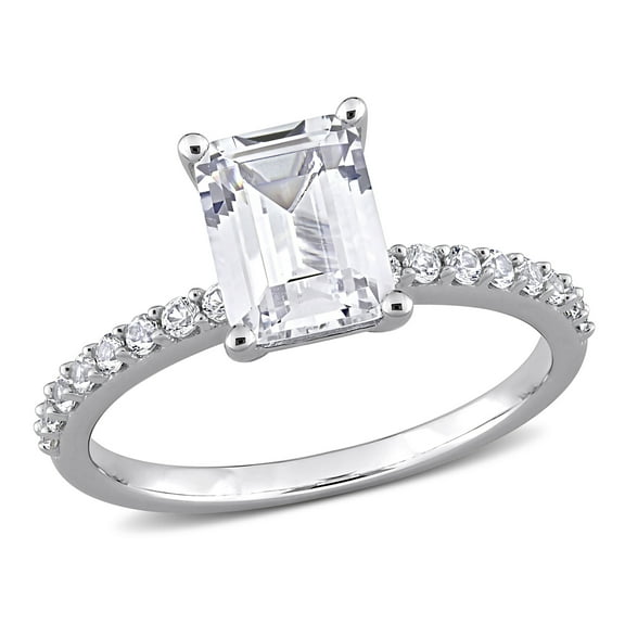 Everly Women's Created White Sapphire Engagement Ring in 10K White Gold