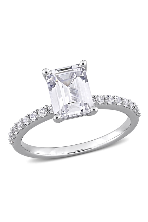 Women's Created White Sapphire Engagement Ring in 10K White Gold