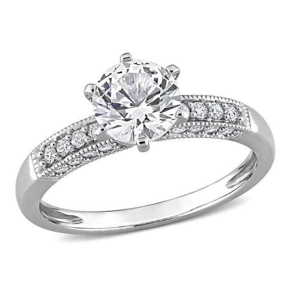 Everly Women's Created Sapphire 10K White Gold Engagement Ring