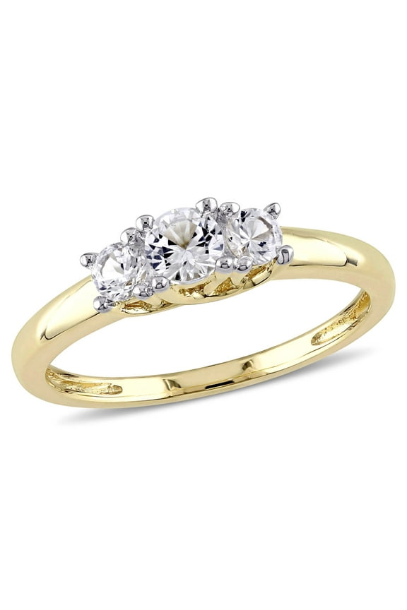 Women's Created Sapphire 10K Yellow Gold Engagement Ring