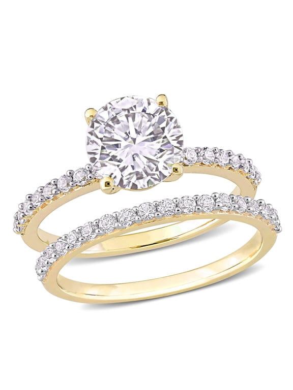 Women's Created Sapphire 10K Yellow Gold Engagement Ring