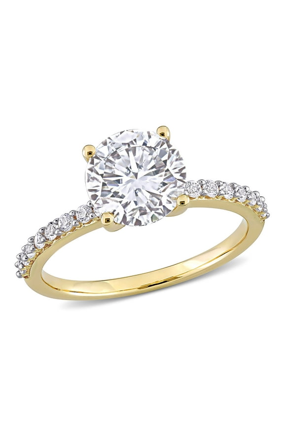 Women's Created Sapphire 10K Yellow Gold Engagement Ring
