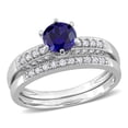thumbnail image 1 of Everly Women's Created Sapphire 10k White Gold Bridal Set, 1 of 8