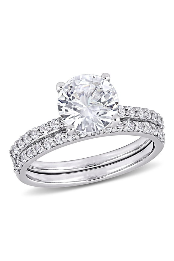 Women's Created Sapphire 10k White Gold Bridal Set