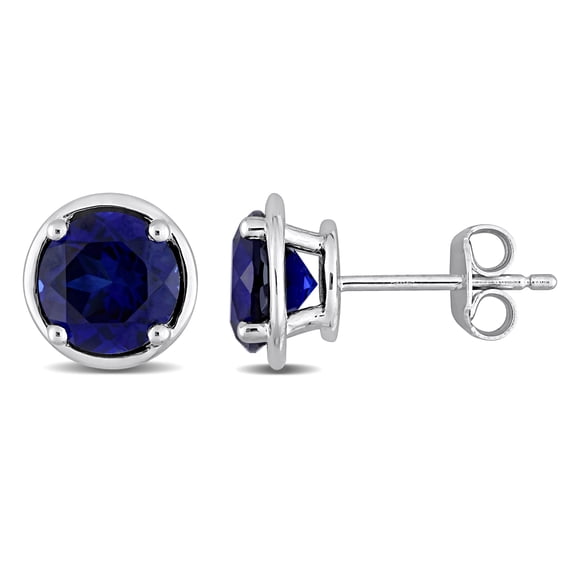 Everly Women’s 3 1/4ct TGW Created Blue Sapphire Sterling Silver Stud Earrings