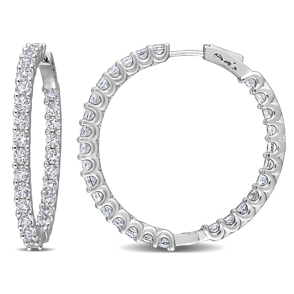 Everly Women's 8 3/8ct TGW Created White Sapphire Sterling Silver Inside-Outside Hoop Earrings