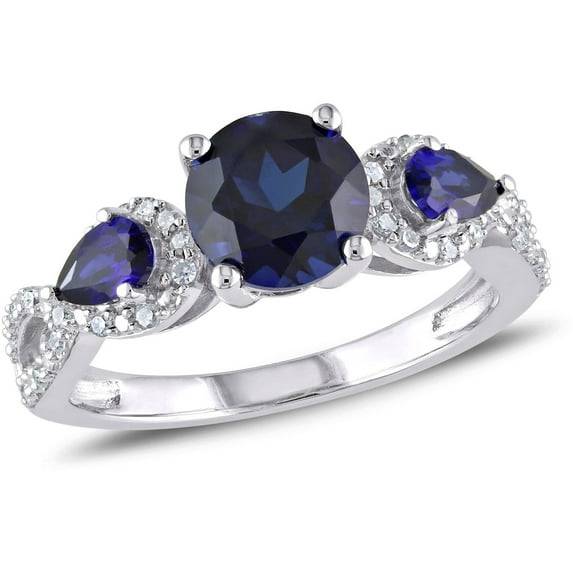 Everly Women's Created Sapphire Sterling Silver Engagement Ring