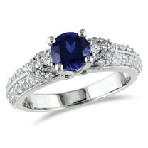 Everly Women's Created Sapphire Sterling Silver Engagement Ring