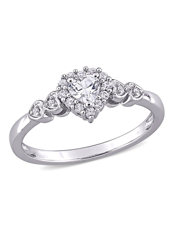Women's Created Sapphire Sterling Silver Engagement Ring
