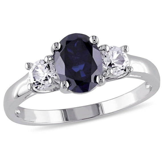 Everly Women's Created Sapphire Sterling Silver Engagement Ring