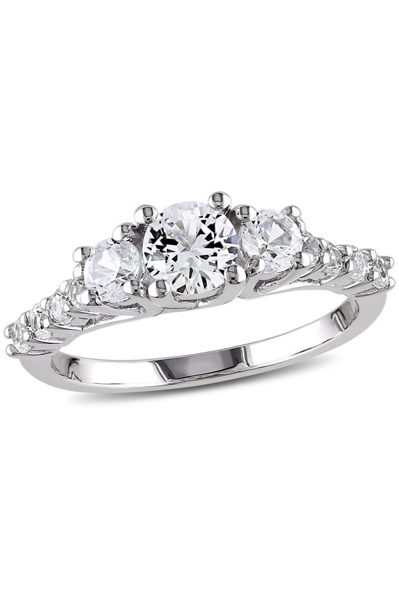 Women's Created Sapphire Sterling Silver Engagement Ring