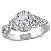 Everly Women's Created Sapphire Sterling Silver Engagement Ring