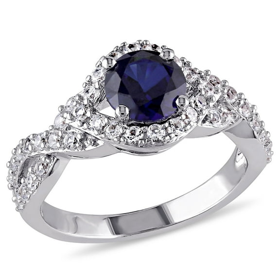 Everly Women's Created Sapphire Sterling Silver Engagement Ring