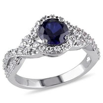 Everly Women's Created Sapphire Sterling Silver Engagement Ring