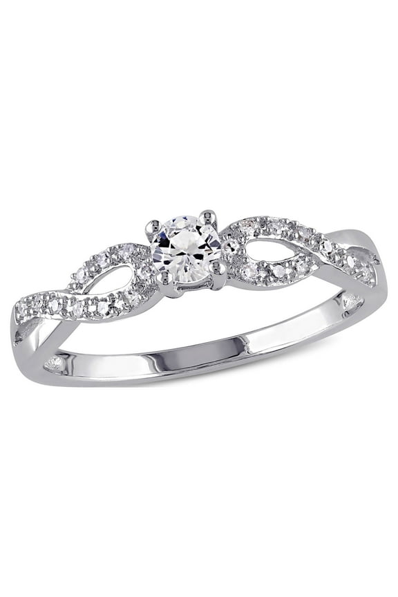 Women's Created Sapphire Sterling Silver Engagement Ring