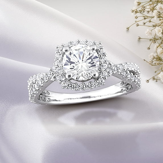 Everly Women's Created Sapphire Sterling Silver Engagement Ring