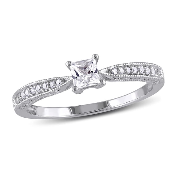 Everly Women's Created Sapphire Sterling Silver Engagement Ring