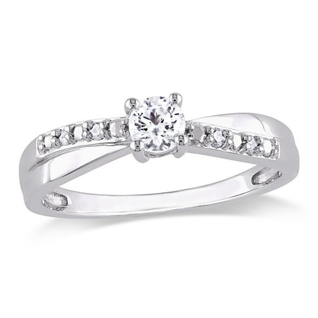 Everly Women's Created Sapphire Sterling Silver Engagement Ring