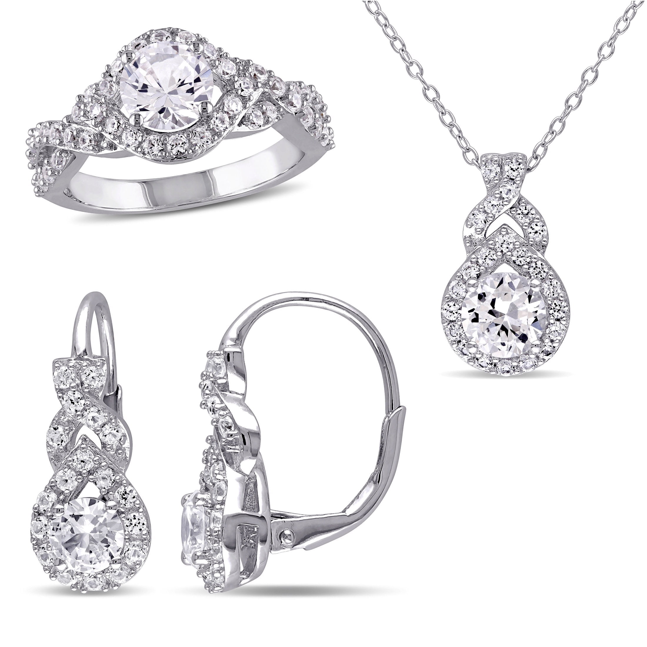 Everly Women's Created Sapphire Sterling Silver Jewelry Set