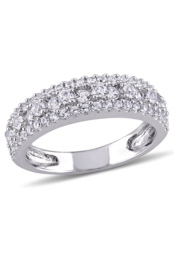 Women's 1-1/3 CT TGW Created White Sapphire Sterling Silver Ring