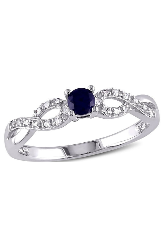 Women's Created Sapphire Sterling Silver Ring
