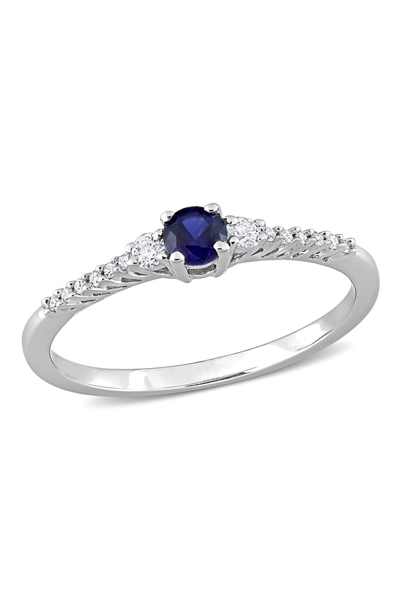 Women's Created Sapphire Sterling Silver Ring