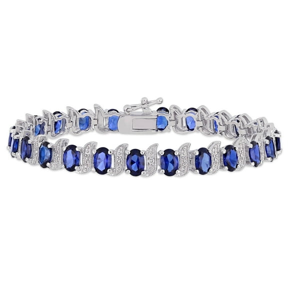 Everly Women's Created Sapphire Sterling Silver Tennis Bracelet