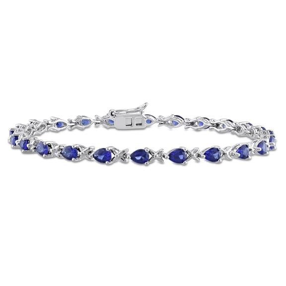 Everly Women's 5 1/3ct TGW Created Blue Sapphire Sterling Silver X-Link Bracelet