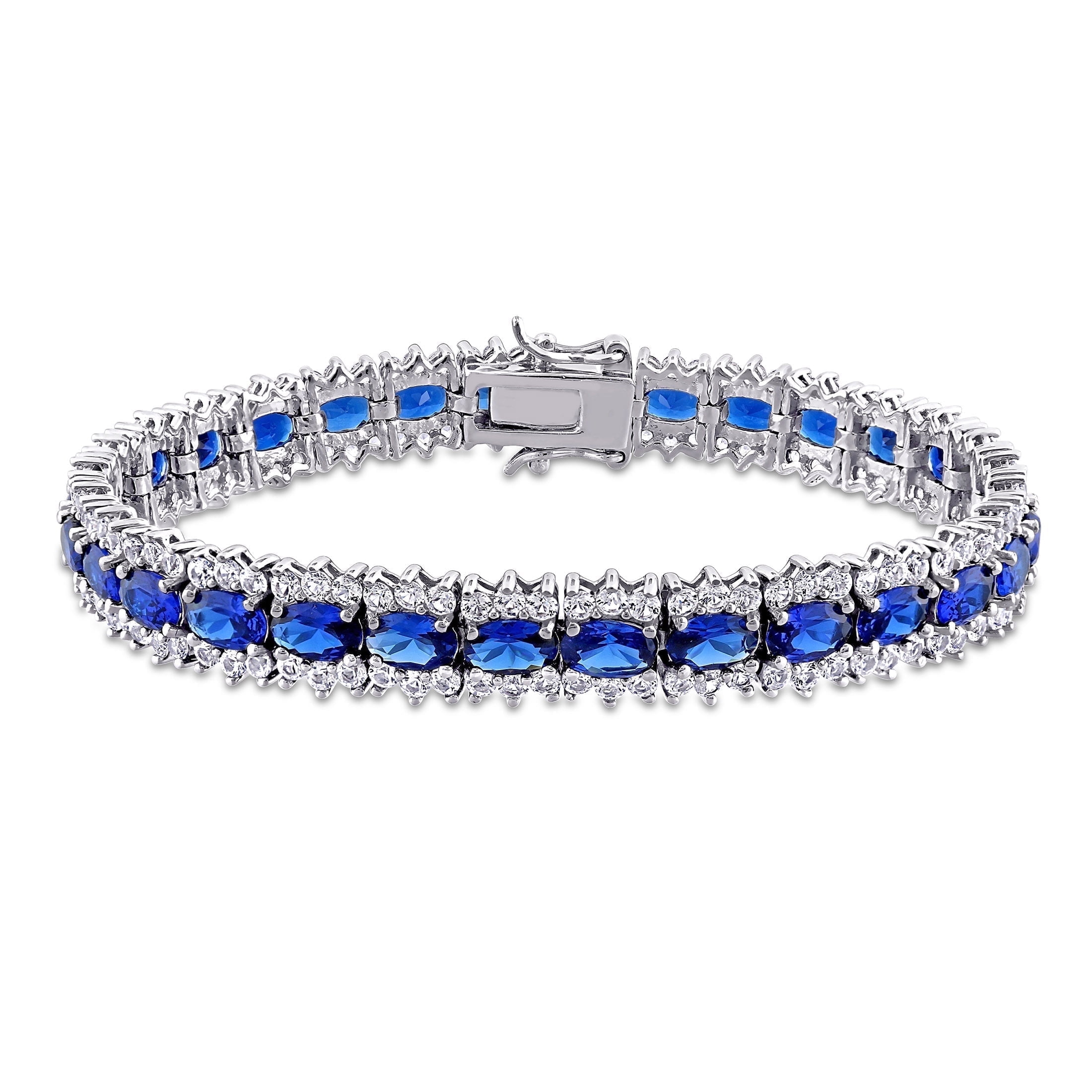 EVERLY Women's Created Sapphire Sterling Silver Tennis Bracelet