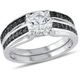 thumbnail image 1 of Everly Women's Created Sapphire and Black Diamond Sterling Silver Bridal Set, 1 of 1