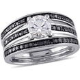 thumbnail image 1 of Everly Women's Created Sapphire and Black Diamond Sterling Silver Bridal Set, 1 of 1