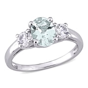 Everly Women's Created Sapphire and Created Aquamarine Sterling Silver Ring