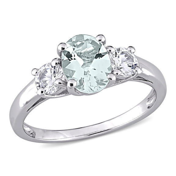 Everly Women's Created Sapphire and Created Aquamarine Sterling Silver Ring