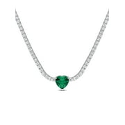 EVERLY Women's Created Sapphire and Created Cubic Zirconia Sterling Silver Tennis Necklace