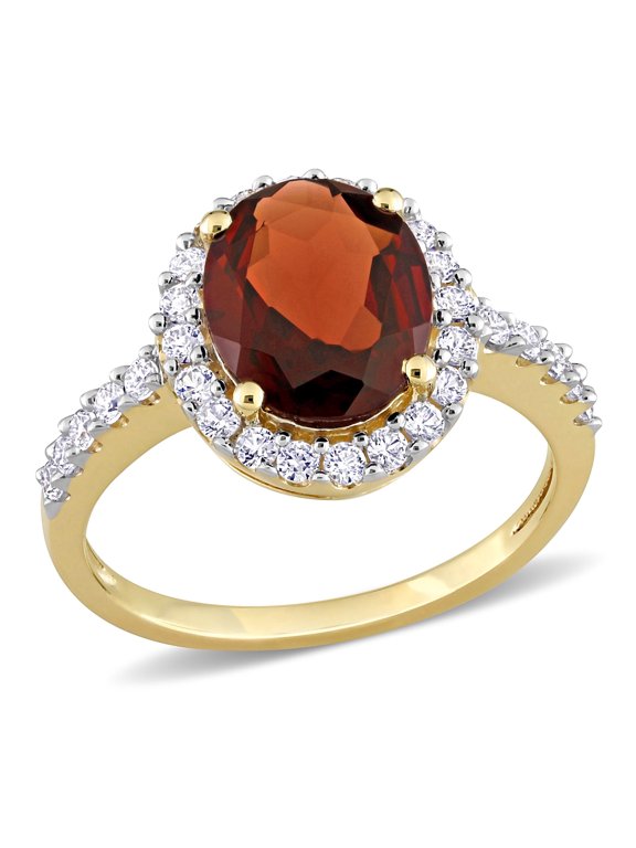 Women's Created Sapphire and Created Garnet 10k Yellow Gold Ring
