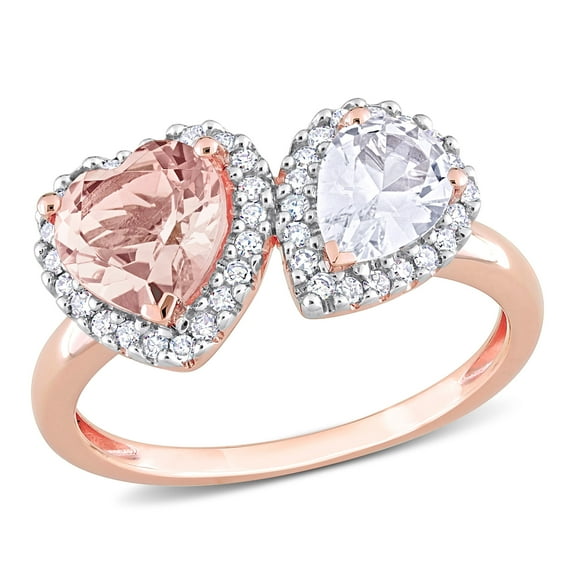 Everly Women's Created Sapphire and Created Morganite 14k Rose Gold Ring