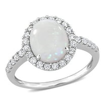 Everly Women's Created Sapphire and Created Opal 10k White Gold Ring