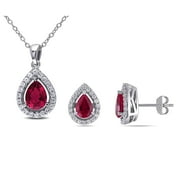 Everly Women's Created Sapphire and Created Ruby Sterling Silver Jewelry Set