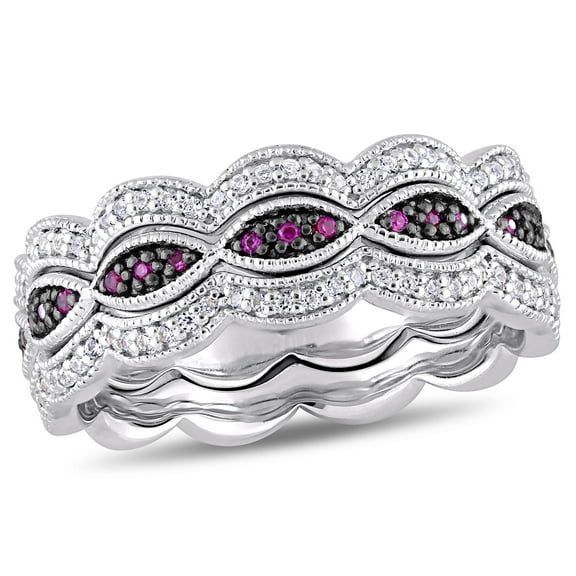 Everly Women's Created Sapphire and Created Ruby Sterling Silver Ring