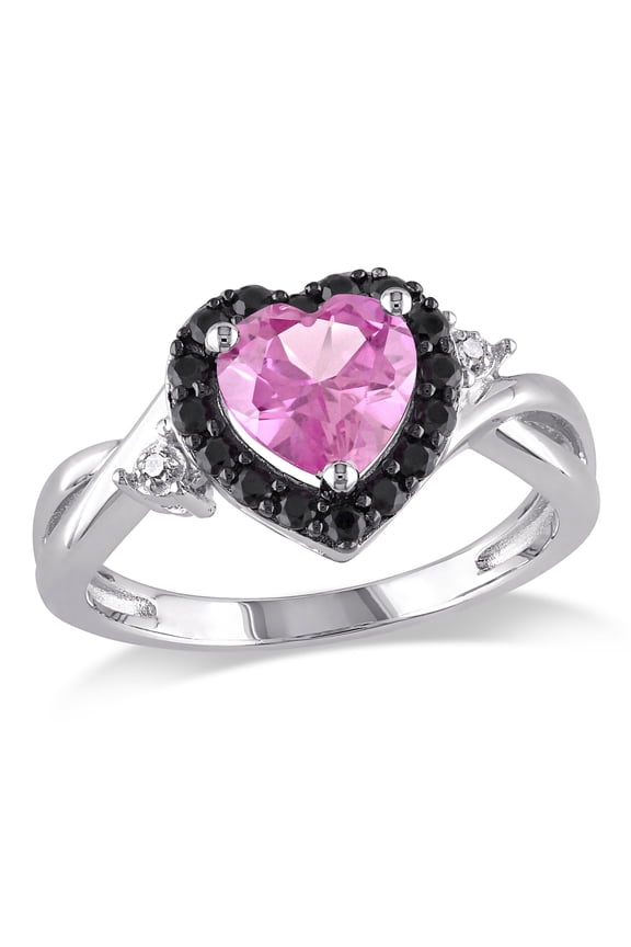 Women's Created Sapphire and Created Spinel Sterling Silver Ring