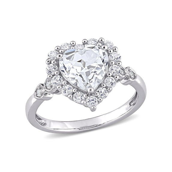 Everly Women's Created Sapphire and Diamond 10K White Gold Engagement Ring